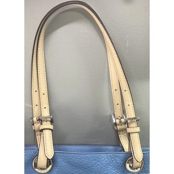 Michael Kors MK Designer Light Blue Leather Tote Hand Bag Purse Great Condition - Picture 7 of 16